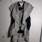 Spense Woman Top Cardigan 3X Sleeveless Flowy Artsy Open Front Black And White