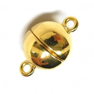 Magnetic Round Ball Silver Clasp 925 Strong (Gold Plated) 8mm - FC4471 - Image 1 of 2