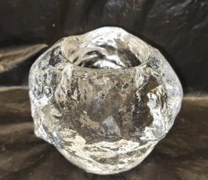 Kosta Boda Snowball Candle Holder - Made in Sweden, 3" x 3.6" acid etched - Picture 1 of 12
