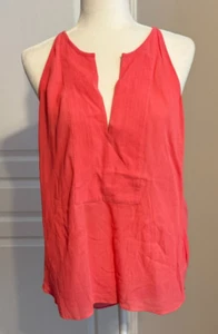 BCBG Maxazria Top Coral Reef Size Medium Sleeveless V-Neck Semi-Sheer - Picture 1 of 6