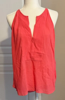 BCBG Maxazria Top Coral Reef Size Medium Sleeveless V-Neck Semi-Sheer - Image 1 of 4