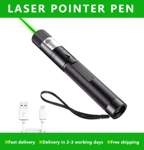 1000Miles Strong Beam Green Laser Pointer Pen 533nm Lazer Torch Rechargeable USB - Picture 1 of 12