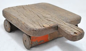 Wooden Service Tray on Wheels Hand Crafted Rustic Salvage Old Wood - Picture 1 of 8