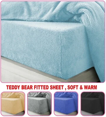 Teddy Fleece Fitted Sheet Extra Deep Soft Warm Cosy Bed Sheet Double King Size - Image 1 of 4