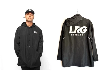 LIFTED RESEARCH GROUP LRG Hooded Snap Front Black Windbreaker Jacket Large NWT - Image 1 of 4