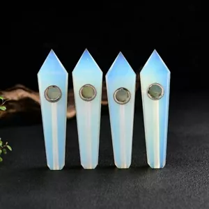 Natural Opal Quartz Stone Smoking Tube Pipe Crystal Point Wand Obelisk Smoker - Picture 1 of 22
