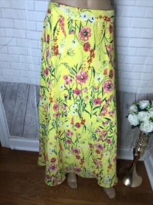 Maxi Falda Flint & Moss New York Talla L Amarilla Floral Cintura Elástica - Imagen 1 de 8