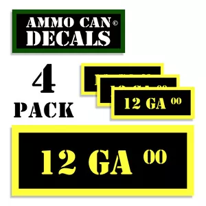 12 GA 00 Ammo Can Label 4x custodia munizioni adesivi decalcomanie confezione da 4 YW MINI 1,5 pollici - Foto 1 di 2
