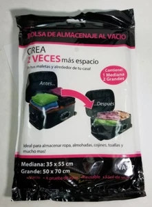 Package of 3 Space Saving Vacuum Travel Bags, Clear Roll Up Compact Storage - Picture 1 of 7