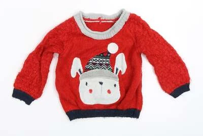 Suéter Jumper Acrílico Rojo George Boys Talla 9-12 Meses - Navidad Foto 1 de 4