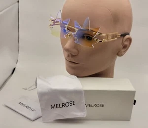 NEW Melrose Fancy clubbing sunglasses w pink rainbow lenses w box - Picture 1 of 4
