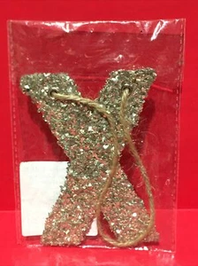 Christmas Gold Glitter Flakes Letter X Ornament 4.50” New - Picture 1 of 2