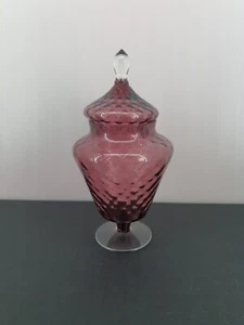 Retro Empoli Amethyst Glass Lidded Apothecary Jar w Top - Picture 1 of 6