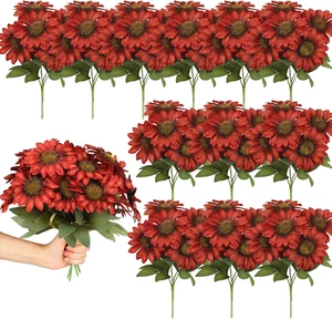 12 Bundles Sunflower Artificial Flower with Stems Bouquet Fake Plants Bulk UV Re - Picture 1 of 5