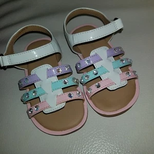 Wonderkids Girls Sandals White Pink Purple Easter Size 6 - Picture 1 of 3