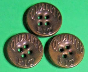 (3) VINTAGE 5/8" VERBAL QUALITY FIT GOLD TONE METAL PLASTIC 4-HOLE BUTTONS-T432 - Picture 1 of 2