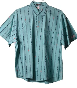 Vintage Maui and Sons Hawaiian Shirt Teal Green Button Up Men's Large  USA Made - Picture 1 of 12