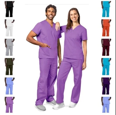 ADAR 701 - Unisex 2-Pocket Scrub Set Hospital Medical NHS XXS - 5XL 10 Colours
