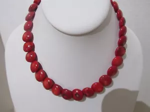 Rote Schwammkoralle Münze Perlen Sterling 925 Halskette 16" NEU ohne Etikett - Bild 1 von 5