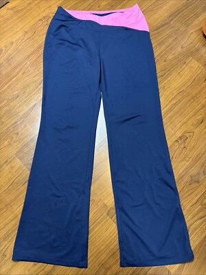 Women’s Yoga Flare Leg Pants Blue & Pink By Exertek Size Small - Image 1 of 4