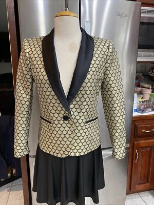 Juicy Couture Metallic Printed Gold Black Jacket Coat Blazer SZ S  4 - Image 1 of 4