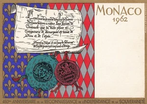 Carte postale ancienne postcard 10x15cm MONACO anniversaire indépendance 1962 - Picture 1 of 1