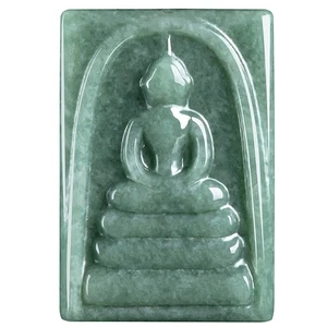 Myanmar Jadeit Buddha Anhänger Halskette Burmesische Jade Natur Edelstein - Bild 1 von 6