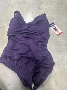 Land's end purple one piece swimsuit sz M nwt - Picture 1 of 3