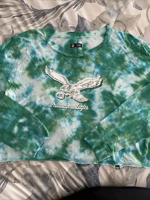 MUJER TIE DYE PHILADELPHIA EAGLES LOGOTIPO RETRO L/S CROP TOP Tie Dye Talla XL Foto 1 de 4