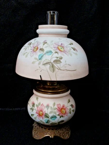 ANTIGUA LÁMPARA DE ACEITE VICTORIANA SÁNDWICH CRISTAL HP SALÓN, FUENTE CAÍDA, SGND. CHIMENEA - Imagen 1 de 24