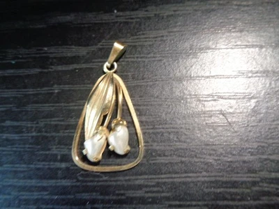 Gold???Anhänger mit 2 ovalen Perlen 3,730g gebraucht.Keine Goldpunze - Bild 1 von 2