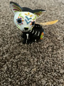 Tag der Toten Katze Figur sitzend schwarze Katze bunt Dia de los Muerto 2020 - Bild 1 von 3