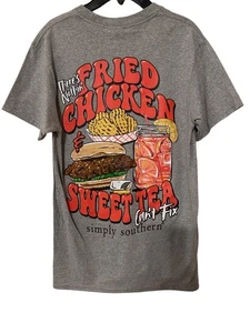 Simply Southern Women’s Gray Small Graphic T-Shirt New “Fried Chicken” - Picture 1 of 3