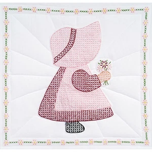 Bloques de edredón blanco estampado Jack Dempsey 18"X18" 6/paquete-Sunbonnet Girl 732 395 - Imagen 1 de 1