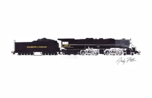 Delaware & Hudson 4-6-6-4 1505 11"x17" Poster Druck von Andy Fletcher signiert - Bild 1 von 1