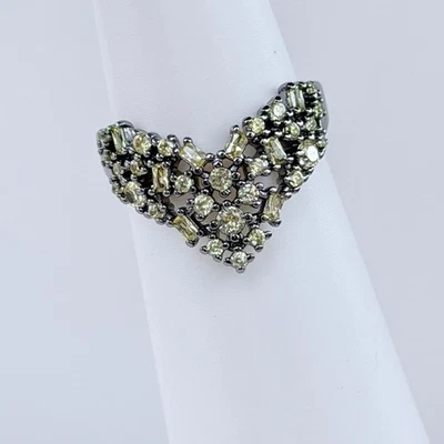 Bomb Party Ring Size 8 "If Fire Had Geometry" Yellow Topaz CZ on Hematite - Image 1 of 4