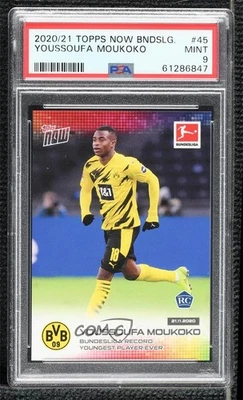 2020 Topps Now Bundesliga English /43697 Youssoufa Moukoko PSA 9 Rookie RC - Image 1 of 3