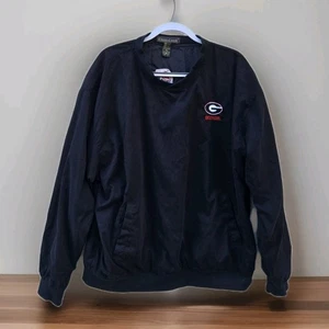 Georgia Bulldogs UGA Black Embroidered Cross Creek Mens XL Pullover Windbreaker - Picture 1 of 14