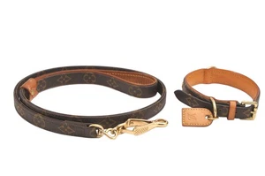 Louis Vuitton Monogram Collier Baxter MM M58071 Leash Baxter GM M58055 Set 2363N - Picture 1 of 10