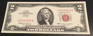 1963 $2.00 TWO DOLLAR RED SEAL STAR NOTE uncirculated *00233829 A - Picture 1 of 2