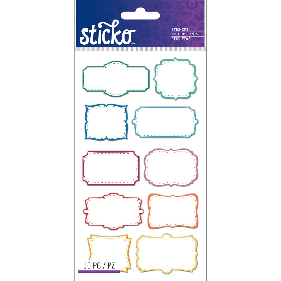 Sticko Label Stickers-Color Frame Labels, Set Of 6 - Image 1 of 1
