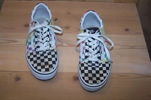 Vans "Off The Wall" Missy Old Skool Rainbow Checkered Skate Shoes US Missy Sz 4 - Picture 1 of 8