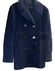 Vtg US NAVY 100% WOOL Peacoat Navy Blue Men’s 36 R Jacket Coat Navy Buttons - Picture 1 of 18