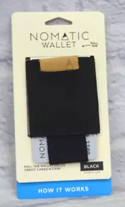 NOMATIC WALLET BLACK BROWN POCKET PULL TAB HOLDS CREDIT CARDS & CASH MEN - Picture 1 of 7