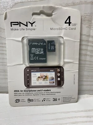 PNY 4GB MicroSDHC Card cell phone memory P-SDU4G4-GE New Sealed Package - Image 1 of 3