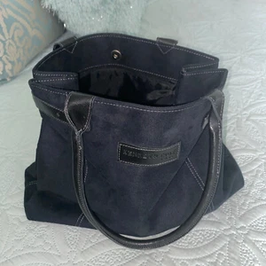 Kenneth Cole New York Black Suede Satchel Purse Handbag Tote Nice! - Picture 1 of 11