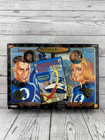 1998 Famous Cover Series Fantastic 4 Mr. Fantastic & Invisible Woman Figure Set Cover