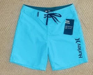 Hurley Recycled Boys Teal Blue Hybrid Board Shorts Sz 8 Waist 24 NWT New - Picture 1 of 2