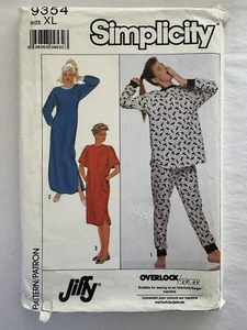 Vintage Simplicity 9354 Pyjama Nachthemd PJ rasantes Muster ungeschnitten Größe XL - Bild 1 von 8