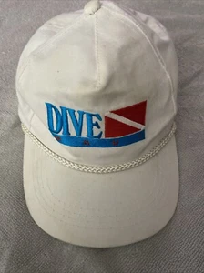 Dive Maui Baseball Hat White Embroidered Adjustable Strap 1990s Vintage - Picture 1 of 7